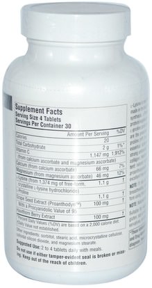 المكملات الغذائية، والأحماض الأمينية، ل يسين Source Naturals, L-Proline L-Lysine, 275 mg / 275 mg, 120 Tablets