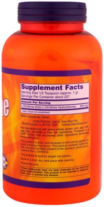 المكملات الغذائية، والأحماض الأمينية، ل أورنيثين Now Foods, L-Ornithine Pure Powder, 8 oz (227 g)