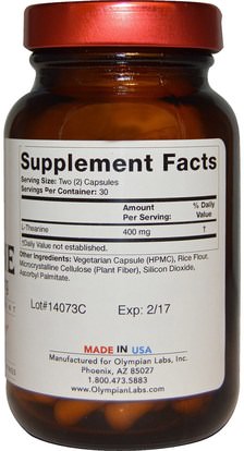 المكملات الغذائية، والأحماض الأمينية، ل الثيانين Olympian Labs Inc., L-Theanine, 400 mg, 60 Capsules