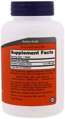 المكملات الغذائية، والأحماض الأمينية، ناك (ن أستيل السيستين) Now Foods, NAC, 1000 mg, 120 Tablets