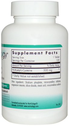 المكملات الغذائية، والأحماض الأمينية، ناك (ن أستيل السيستين) Nutricology, NAC, N-Acetyl-L-Cysteine, 120 Tablets