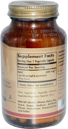 المكملات الغذائية، والأحماض الأمينية، ناك (ن أستيل السيستين) Solgar, NAC, 600 mg, 120 Vegetable Capsules