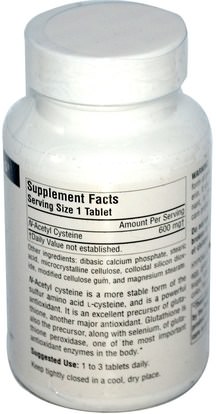 المكملات الغذائية، والأحماض الأمينية، ناك (ن أستيل السيستين) Source Naturals, N-Acetyl Cysteine, 600 mg, 120 Tablets