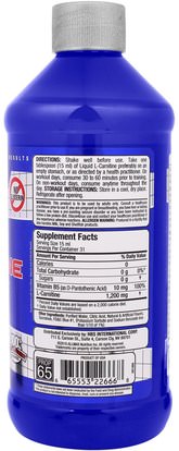 المكملات الغذائية، والأحماض الأمينية، والرياضة، ل كارنيتين السائل ALLMAX Nutrition, L-Carnitine Liquid + Vitamin B5, Blue Raspberry Flavor, 16 oz (473 ml)
