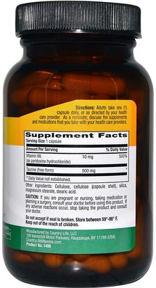المكملات الغذائية، والأحماض الأمينية، التورين Country Life, Taurine Caps, 500 mg, 100 Vegan Caps
