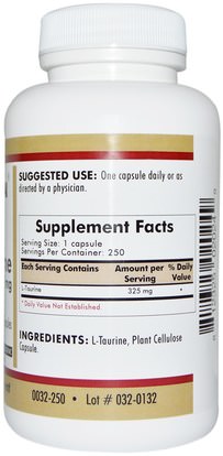 المكملات الغذائية، والأحماض الأمينية، التورين Kirkman Labs, L-Taurine, 325 mg, 250 Capsules