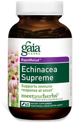 والمكملات الغذائية، والمضادات الحيوية، كبسولات إشنسا أقراص Gaia Herbs, Echinacea Supreme, 60 Liquid Filled Capsules