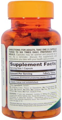 والمكملات الغذائية، والمضادات الحيوية، كبسولات إشنسا أقراص Sundown Naturals, Echinacea, 400 mg, 100 Capsules