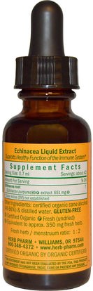 المكملات الغذائية، المضادات الحيوية، إشنسا Herb Pharm, Echinacea, Whole Root, 1 fl oz (30 ml)