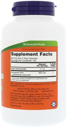 المكملات الغذائية، المضادات الحيوية، إشنسا Now Foods, Echinacea, 400 mg, 250 Veg Capsules