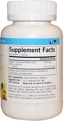 المكملات الغذائية، المضادات الحيوية، الثوم Eclectic Institute, Garlic, 550 mg, 120 Non-GMO Veggie Caps