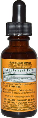 المكملات الغذائية، المضادات الحيوية، الثوم Herb Pharm, Garlic, Whole Fresh Bulb, 1 fl oz (30 ml)