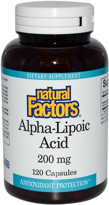 والمكملات الغذائية، ومضادات الأكسدة، ألفا حمض ليبويك، ألفا حمض ليبويك 200 ملغ Natural Factors, Alpha-Lipoic Acid, 200 mg, 120 Capsules