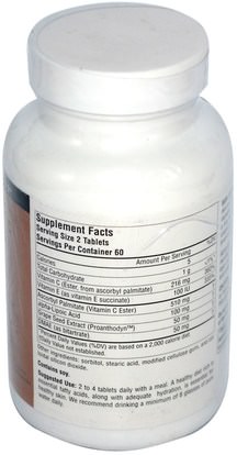 المكملات الغذائية، مضادات الأكسدة، ألفا حمض ليبويك، دماي Source Naturals, Skin Eternal with DMAE, Lipoic Acid, and C Ester, 120 Tablets