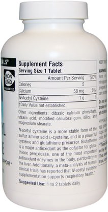 المكملات الغذائية، مضادات الأكسدة، مضادات الأكسدة Source Naturals, N-Acetyl Cysteine, 1,000 mg, 180 Tablets