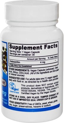 المكملات الغذائية، مضادات الأكسدة، أستازانتين Deva, Vegan, Astaxanthin, 4 mg, 30 Vegan Caps