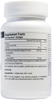 المكملات الغذائية، مضادات الأكسدة، أستازانتين Source Naturals, Astaxanthin, 12 mg, 60 Softgels