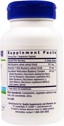 والمكملات الغذائية، ومضادات الأكسدة، توت Life Extension, Blueberry Extract Capsules, 60 Veggie Caps