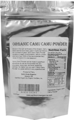 المكملات الغذائية، مضادات الأكسدة، كامو كامو - فيتامين ج الطبيعي Earth Circle Organics, Organic Raw Camu Camu Powder, 3 oz (85 g)