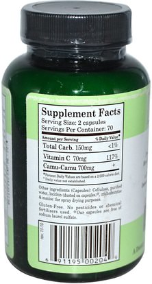 المكملات الغذائية، مضادات الأكسدة، كامو كامو - فيتامين ج الطبيعي Whole World Botanicals, Royal Camu, 350 mg, 140 Vegetarian Capsules