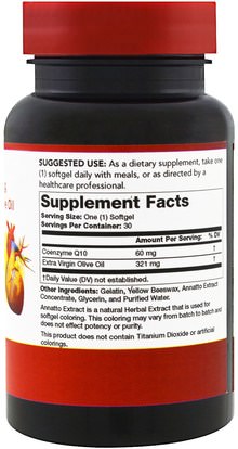 المكملات الغذائية، مضادات الأكسدة، أنزيم q10 Olympian Labs Inc., CoQ10 with Extra Virgin Olive Oil, 60 mg, 30 Softgels