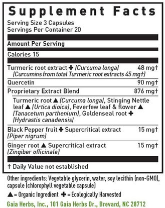 المكملات الغذائية، مضادات الأكسدة، الكركمين Gaia Herbs, Turmeric Supreme, Allergy, 60 Vegetarian Liquid Phyto-Caps