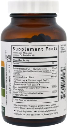 المكملات الغذائية، مضادات الأكسدة، الكركمين Gaia Herbs, Turmeric Supreme, Joint, 120 Vegan Liquid Phyto-Caps