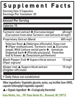 المكملات الغذائية، مضادات الأكسدة، الكركمين Gaia Herbs, Turmeric Supreme, Pain P.M., 60 Vegetarian Liquid Phyto-Caps