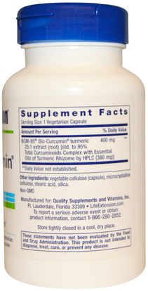 المكملات الغذائية، مضادات الأكسدة، الكركمين Life Extension, Super Bio-Curcumin, 400 mg, 60 Veggie Caps