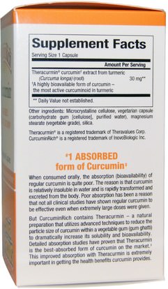 المكملات الغذائية، مضادات الأكسدة، الكركمين Natural Factors, CurcuminRich, Theracurmin, 60 Veggie Caps