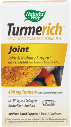 المكملات الغذائية، مضادات الأكسدة، الكركمين Natures Way, Turmerich, Joint, 400 mg, 60 Plant-Based Capsules