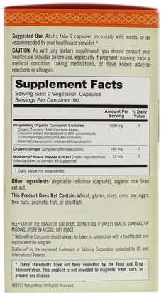 المكملات الغذائية، مضادات الأكسدة، الكركمين NatureWise, Curcumin, 1,650 mg, 180 Vegetarian Capsules