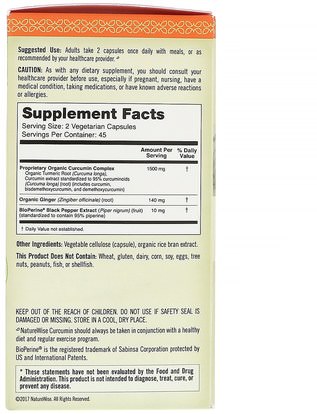 المكملات الغذائية، مضادات الأكسدة، الكركمين NatureWise, Curcumin, 1650 mg, 90 Vegetarian Capsules