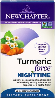 المكملات الغذائية، مضادات الأكسدة، الكركمين New Chapter, Turmeric Force Nighttime, 60 Vegetarian Capsules