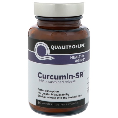 المكملات الغذائية، مضادات الأكسدة، الكركمين Quality of Life Labs, Curcumin-SR, Healthy Aging, 125 mg, 30 Veggie Caps