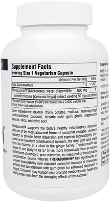 المكملات الغذائية، مضادات الأكسدة، الكركمين Source Naturals, Theracurmin, 600 mg, 60 Veggie Caps