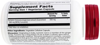 المكملات الغذائية، مضادات الأكسدة، الكركمين، الكركم Solaray, Turmeric Root Extract, 300 mg, 60 Vegetarian Capsules