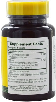 المكملات الغذائية، مضادات الأكسدة، ديا Natures Plus, DHEA-10 With Bioperine, 90 Veggie Caps