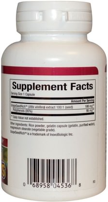 المكملات الغذائية، مضادات الأكسدة، استخراج بذور العنب Natural Factors, GrapeSeedRich, Grape Seed Extract, 100 mg, 90 Veggie Caps