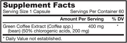 والمكملات الغذائية، ومضادات الأكسدة، واستخراج حبوب البن الخضراء Jarrow Formulas, Green Coffee Bean Extract, 400 mg, 60 Veggie Caps