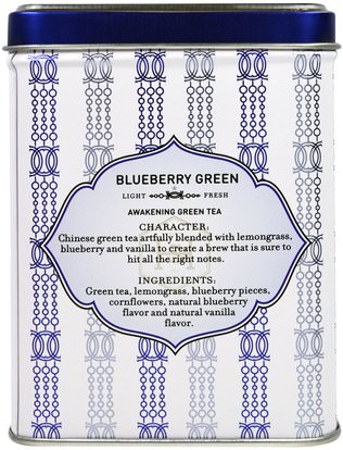المكملات الغذائية، مضادات الأكسدة، الشاي الأخضر Harney & Sons, Blueberry Green Iced Tea, 6 - 2 Quart Tea Bags, 3 oz (0.11 g)