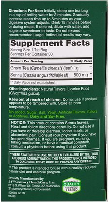 المكملات الغذائية، مضادات الأكسدة، الشاي الأخضر PureMark Naturals, Herbal Thin Tea, Green Tea, 30 Tea Bags, 1.9 oz (54 g)