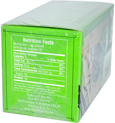 المكملات الغذائية، مضادات الأكسدة، الشاي الأخضر Triple Leaf Tea, Decaf Green Tea, 20 Tea Bags, 1.4 oz (40 g)