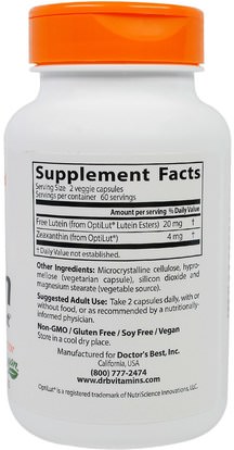 المكملات الغذائية، مضادات الأكسدة، اللوتين Doctors Best, Lutein with OptiLut, 10 mg, 120 Veggie Caps
