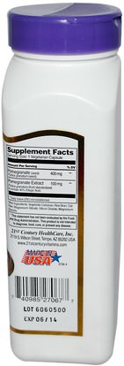 المكملات الغذائية، مضادات الأكسدة، عصير الرمان استخراج 21st Century, Pomegranate, 500 mg, 120 Veggie Caps