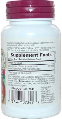 المكملات الغذائية، مضادات الأكسدة، عصير الرمان استخراج Natures Plus, Herbal Actives, Pomegranate, Extended Release, 400 mg, 30 Tabs