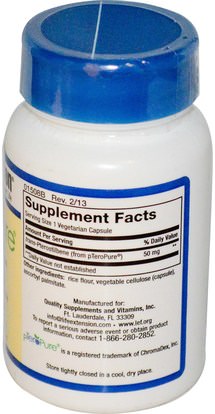 المكملات الغذائية، مضادات الأكسدة، بتيروستيلبين Life Extension, pTeroPure, Pterostilbene, 50 mg, 60 Veggie Caps