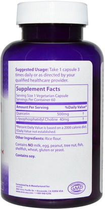 المكملات الغذائية، مضادات الأكسدة، كيرسيتين MRM, Quercetin, 500 mg, 60 Veggie Caps