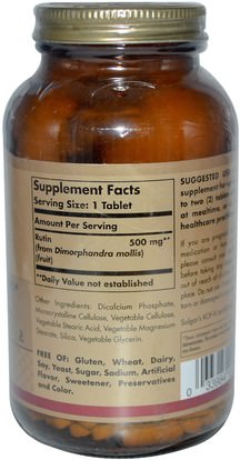 المكملات الغذائية، مضادات الأكسدة، روتين Solgar, Rutin, 500 mg, 250 Tablets