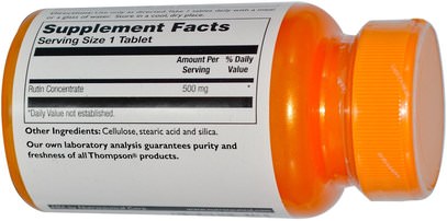 المكملات الغذائية، مضادات الأكسدة، روتين Thompson, Rutin, 500 mg, 60 Tablets
